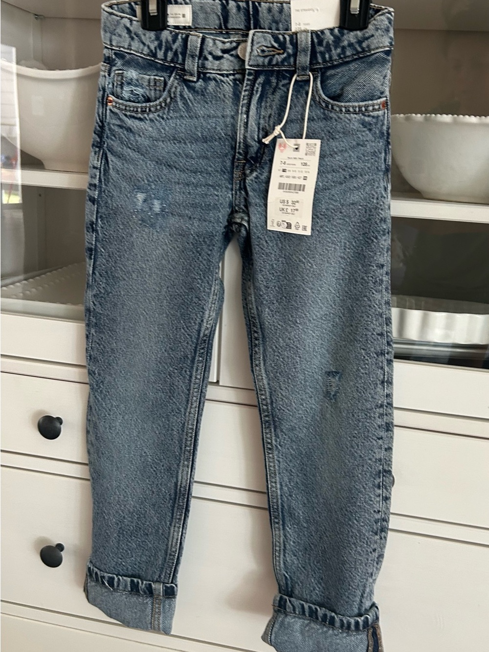 Zara Kids Blue Denim Jeans - Classic Rolled Hem